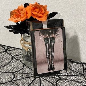 NU Halloween Costume knee high black and white bones and roses tights goth punk